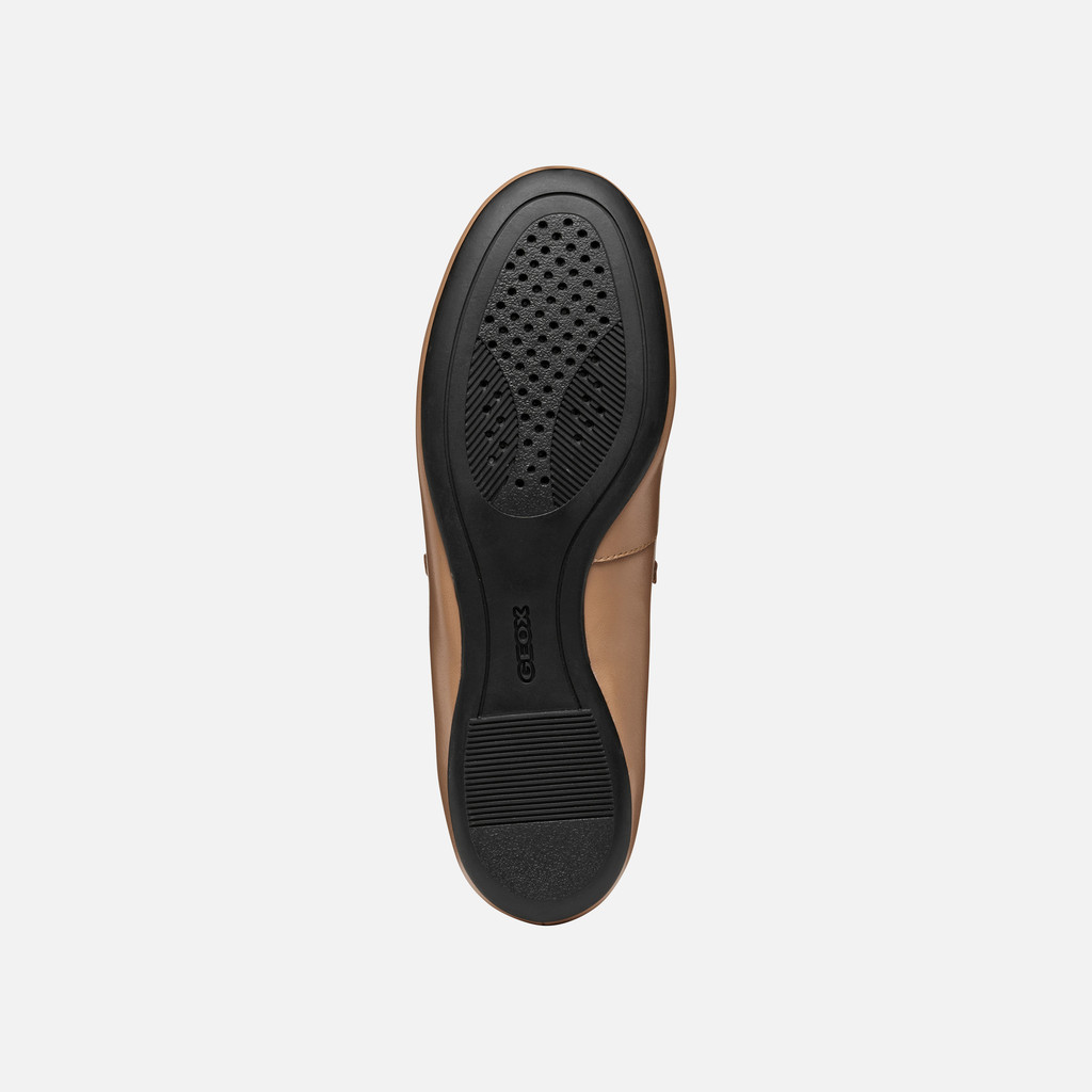 Leather ballerina flats PALMARIA WOMAN Beige - image number 6 | GEOX