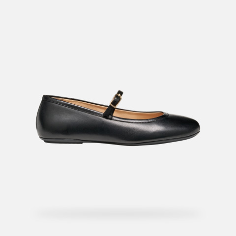 Leather ballerina flats PALMARIA WOMAN Black - image number 1 | GEOX