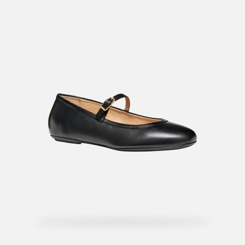 Leather ballerina flats PALMARIA WOMAN Black - image number 2 | GEOX