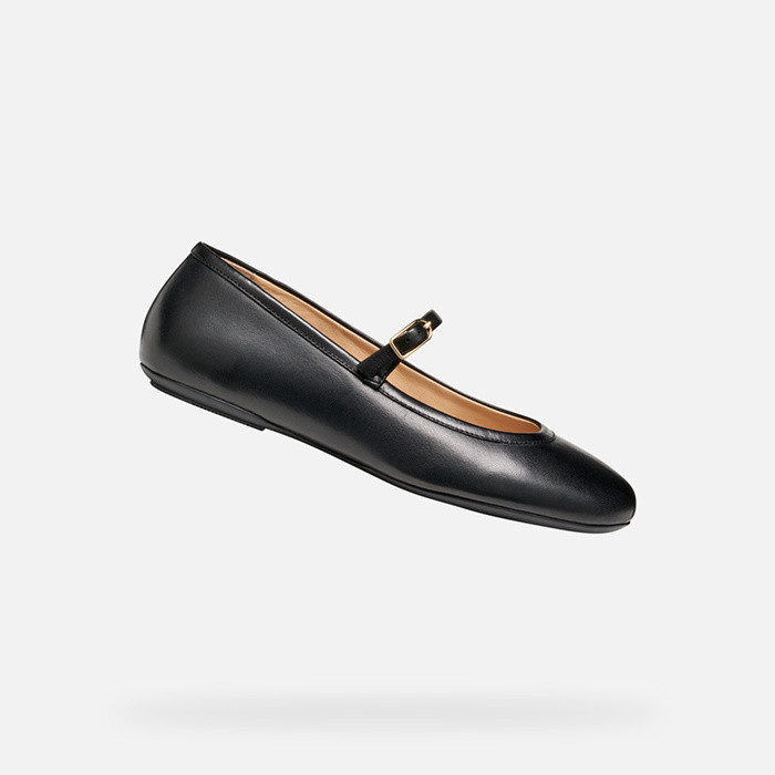 Leather ballerina flats PALMARIA WOMAN Black | GEOX