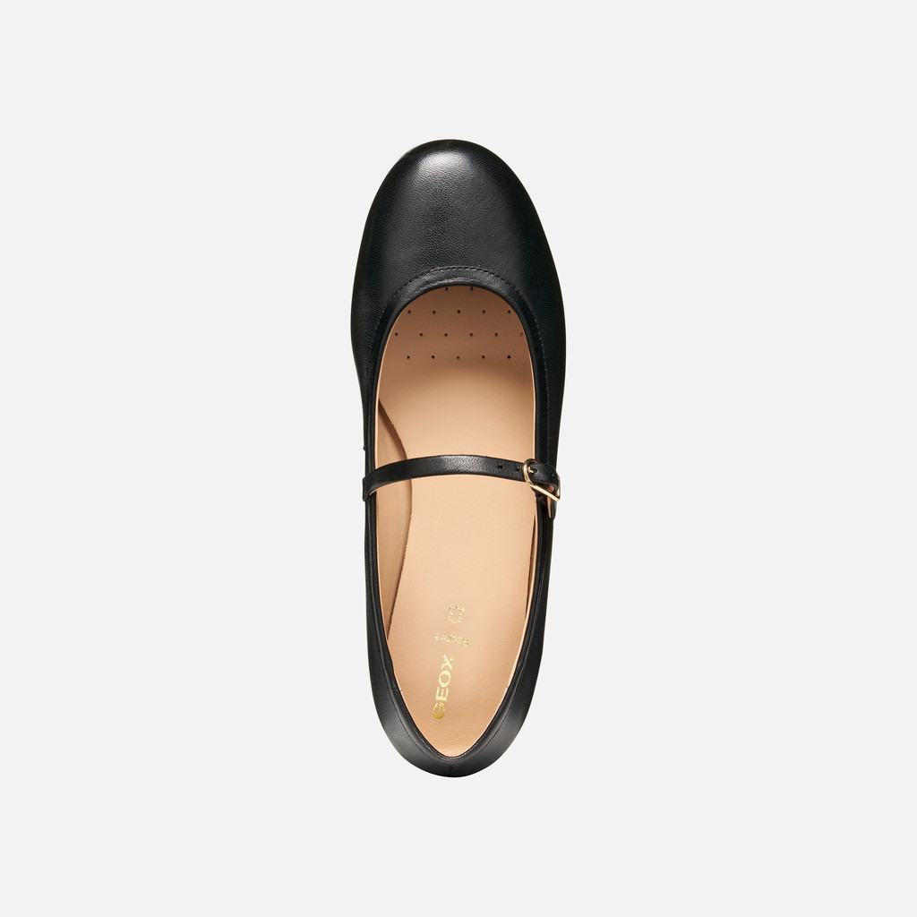 Leather ballerina flats PALMARIA WOMAN Black - image number 5 | GEOX