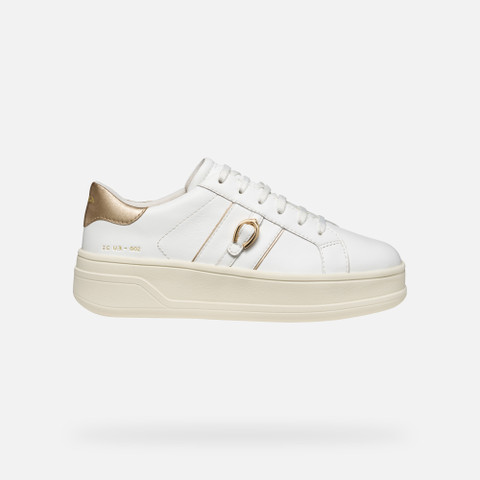 Platform trainers SPHERICA ECUB-2 WOMAN White/Light Gold - image number 1 | GEOX