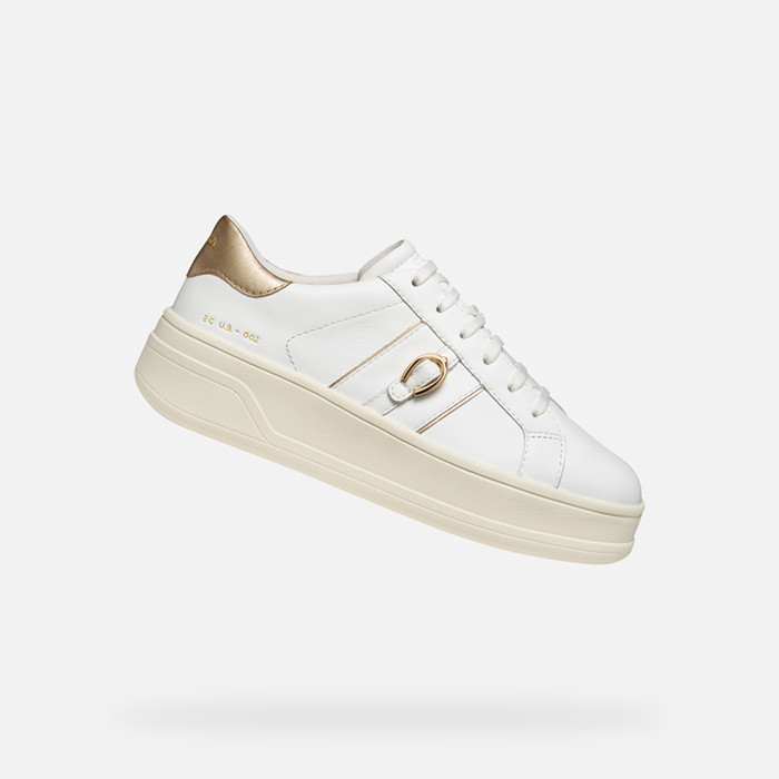 Platform trainers SPHERICA ECUB-2 WOMAN White/Light Gold | GEOX