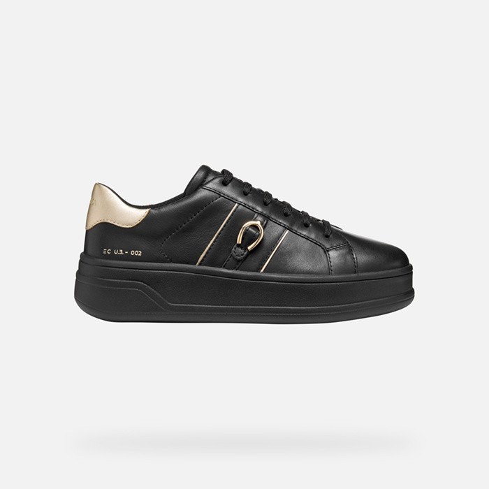 Platform trainers SPHERICA ECUB-2 WOMAN Black/Light Gold | GEOX