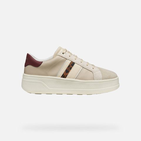 Platform trainers SPHERICA ECUB-2 WOMAN Beige/Dark red - image number 1 | GEOX