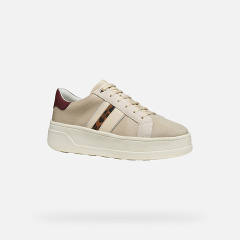 Platform trainers SPHERICA ECUB-2 WOMAN Beige/Dark red - image number 2 | GEOX