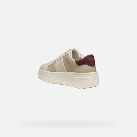 Platform trainers SPHERICA ECUB-2 WOMAN Beige/Dark red - image number 3 | GEOX