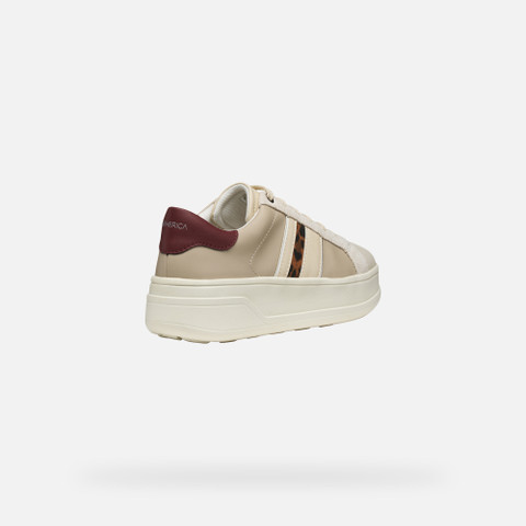 Platform trainers SPHERICA ECUB-2 WOMAN Beige/Dark red - image number 4 | GEOX