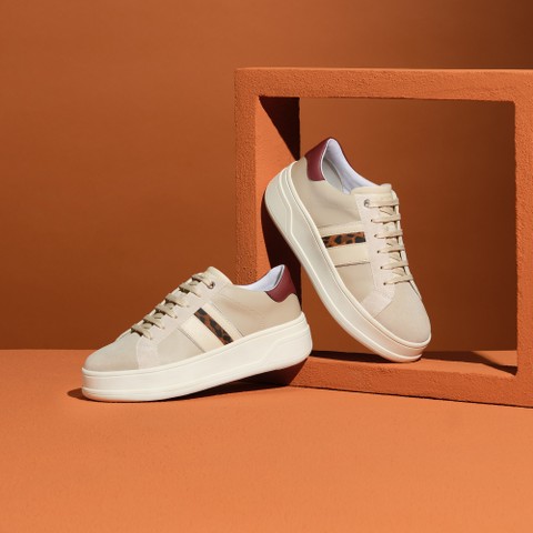 Sneakers platform SPHERICA ECUB-2 DONNA Beige/Rosso scuro - image number 1 | GEOX