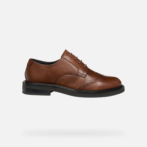 Leather oxfords SERILDA WOMAN Light Brown - image number 1 | GEOX
