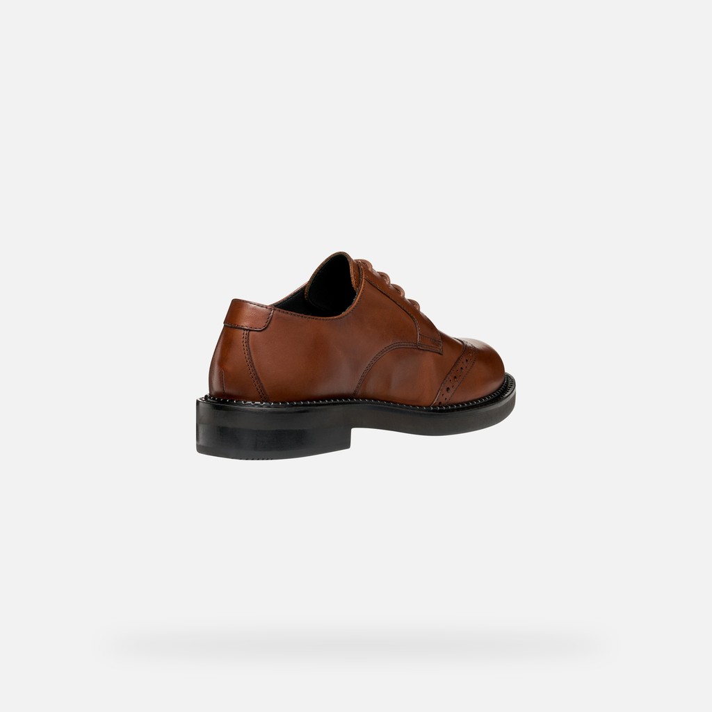 Leather oxfords SERILDA WOMAN Light Brown - image number 4 | GEOX