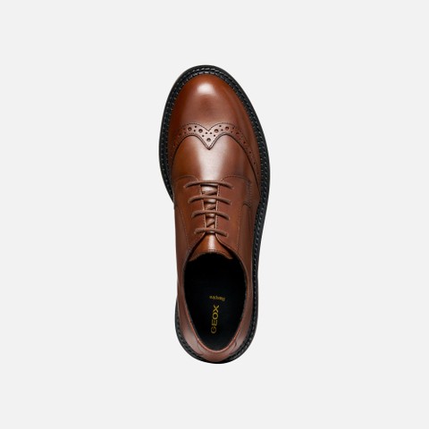 Leather oxfords SERILDA WOMAN Light Brown - image number 5 | GEOX