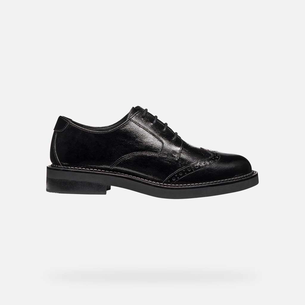 Leder Schn&uuml;rschuhe SERILDA DAME Schwarz - image number 1 | GEOX