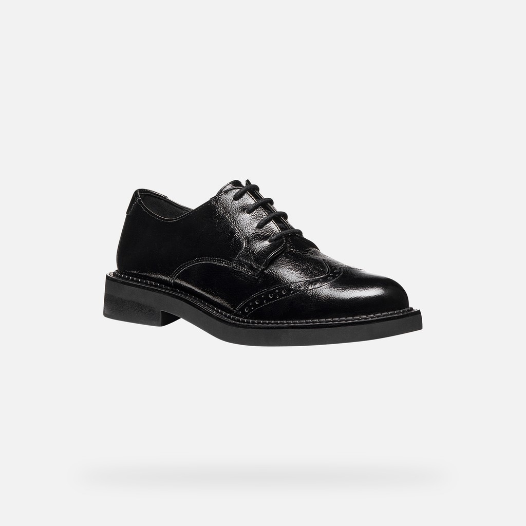 Leder Schn&uuml;rschuhe SERILDA DAME Schwarz - image number 2 | GEOX