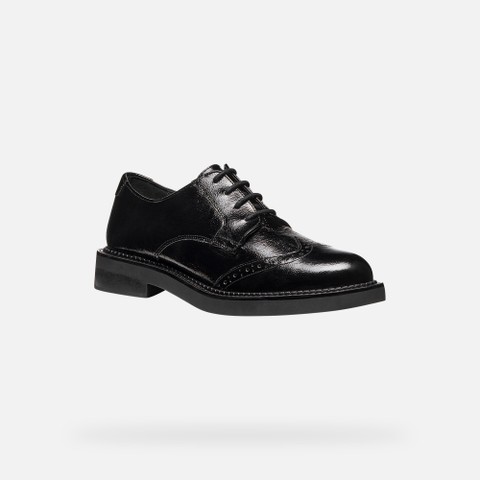 Leder Schn&uuml;rschuhe SERILDA DAME Schwarz - image number 2 | GEOX
