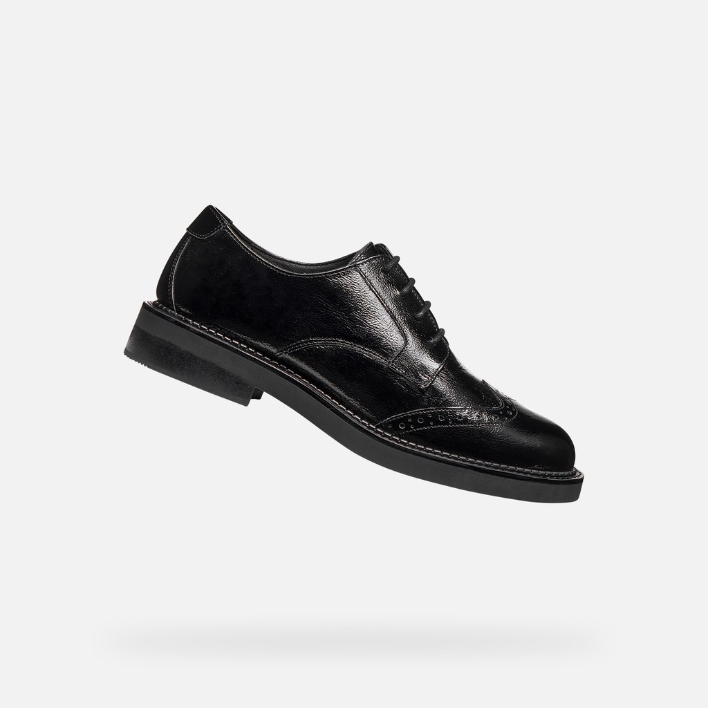 Leder Schn&uuml;rschuhe SERILDA DAME Schwarz - image number 0 | GEOX