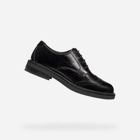 Leder Schn&uuml;rschuhe SERILDA DAME Schwarz | GEOX