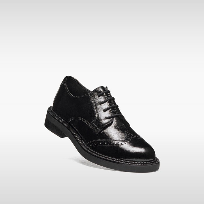 Leder Schn&uuml;rschuhe SERILDA DAME Schwarz | GEOX