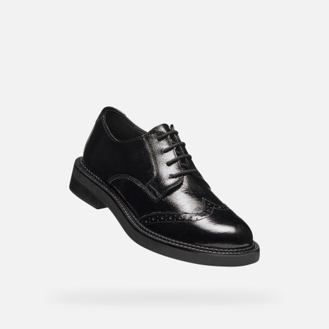 Leder Schn&uuml;rschuhe SERILDA DAME Schwarz - image number 4 | GEOX