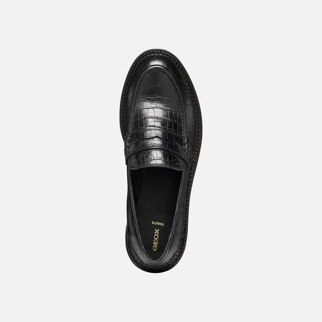 Leather loafers SERILDA WOMAN Black - image number 6 | GEOX