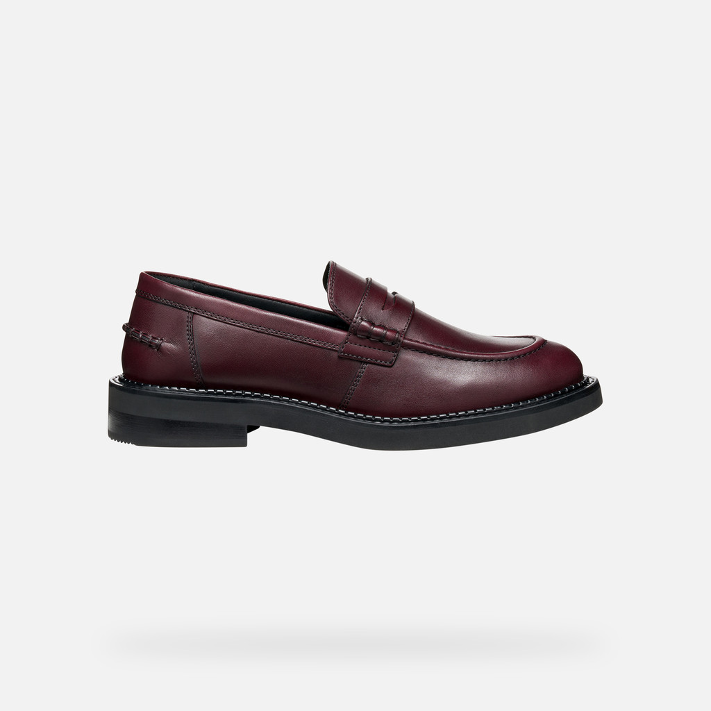 Leather loafers SERILDA WOMAN Wine - image number 1 | GEOX