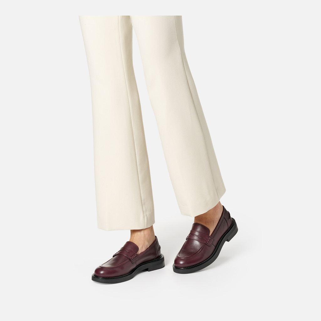 Leather loafers SERILDA WOMAN Wine - image number 2 | GEOX