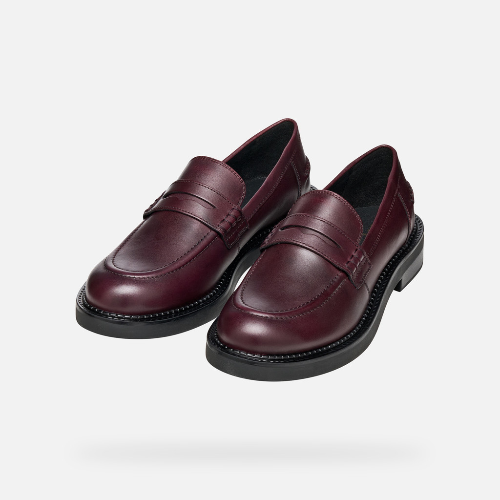 Leather loafers SERILDA WOMAN Wine - image number 8 | GEOX