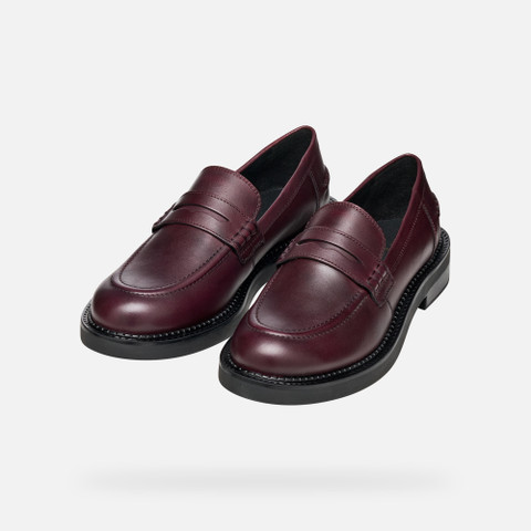 Leather loafers SERILDA WOMAN Wine - image number 8 | GEOX