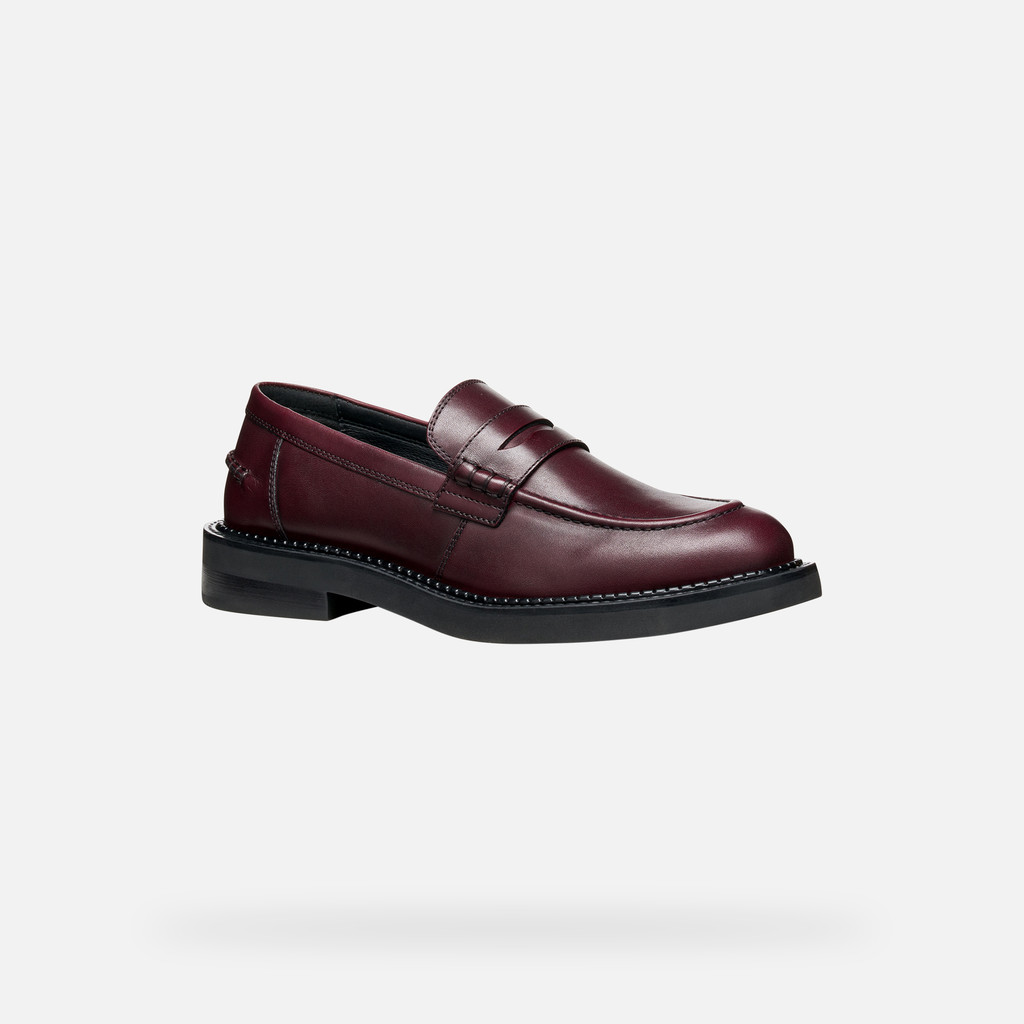 Leather loafers SERILDA WOMAN Wine - image number 2 | GEOX