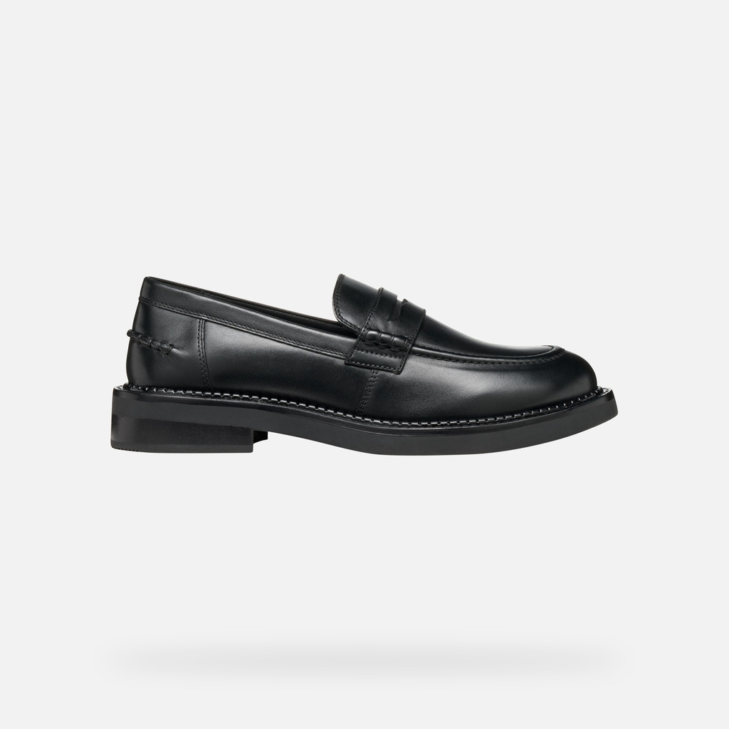 Leather loafers SERILDA WOMAN Black - image number 1 | GEOX