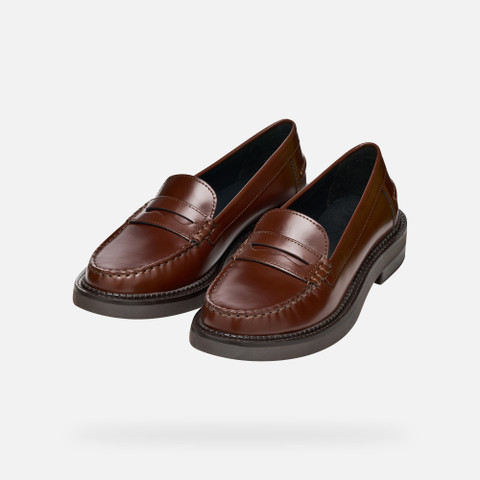 Mocassins en cuir SERILDA FEMME Boue - image number 9 | GEOX