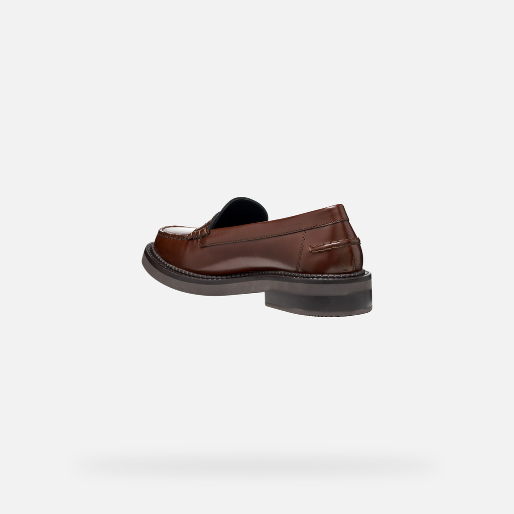 Leather loafers SERILDA WOMAN Chestnut - image number 3 | GEOX