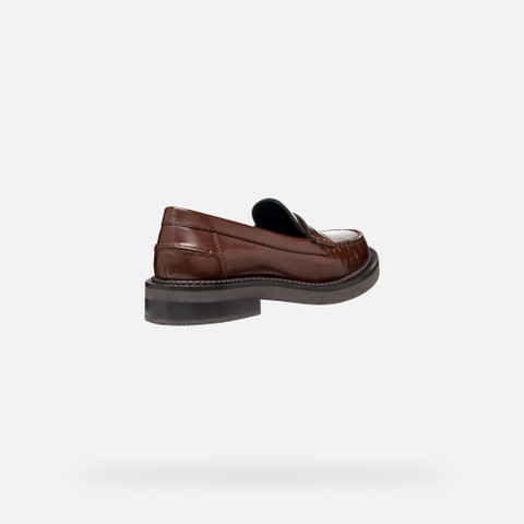 Leather loafers SERILDA WOMAN Chestnut - image number 4 | GEOX