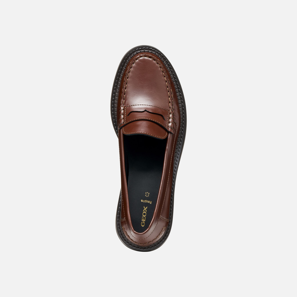 Leather loafers SERILDA WOMAN Chestnut - image number 5 | GEOX