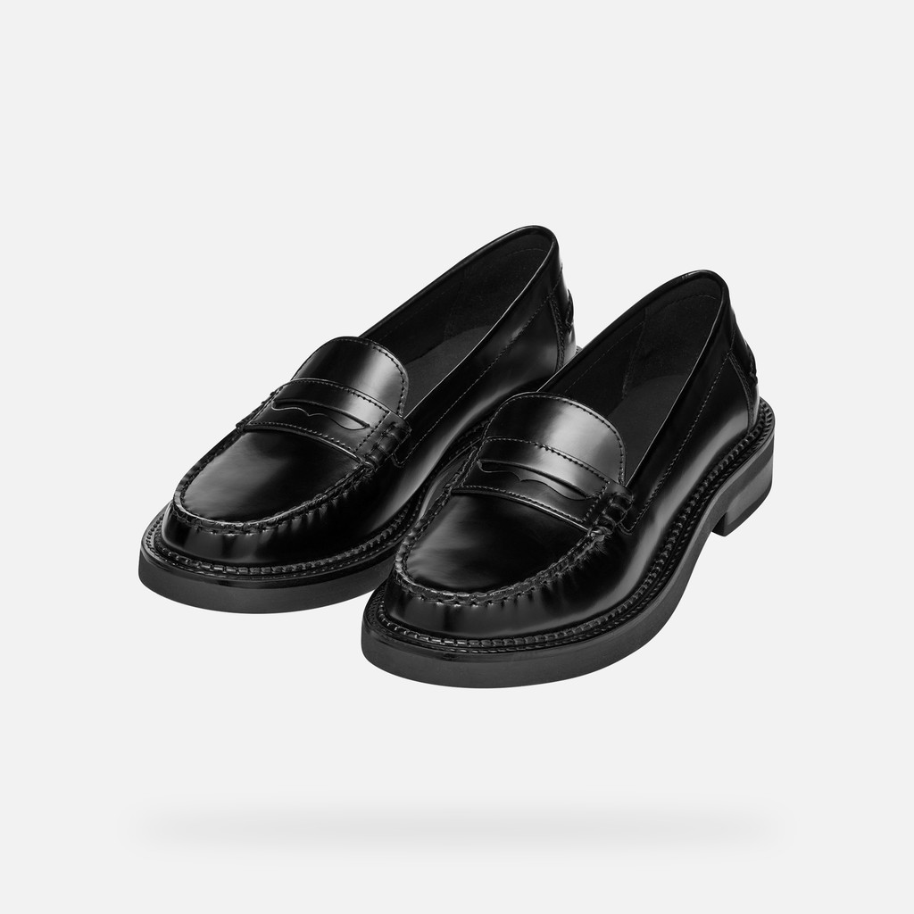 Leather loafers SERILDA WOMAN Black - image number 9 | GEOX