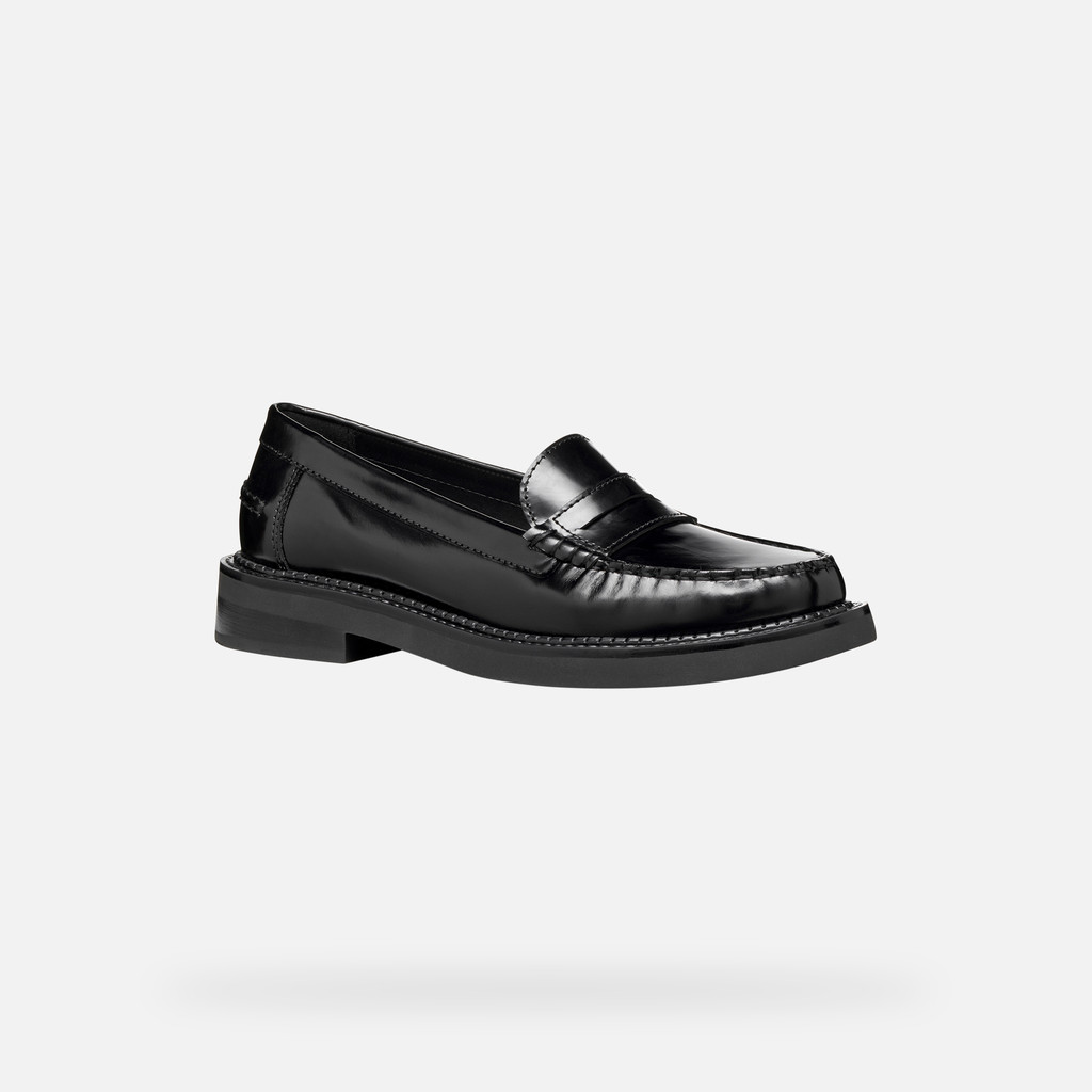 Leather loafers SERILDA WOMAN Black - image number 2 | GEOX