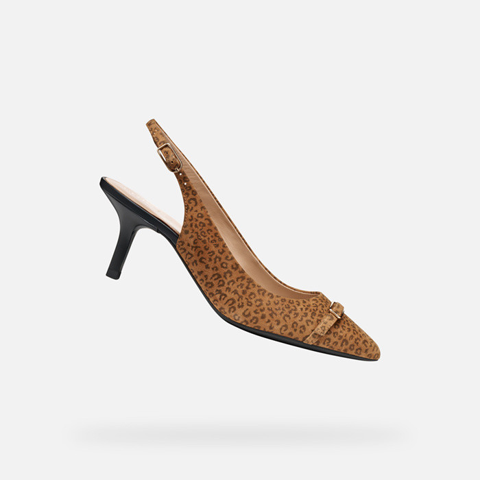 Slingbacks with medium-high heels KLEOPY WOMAN Camel | GEOX