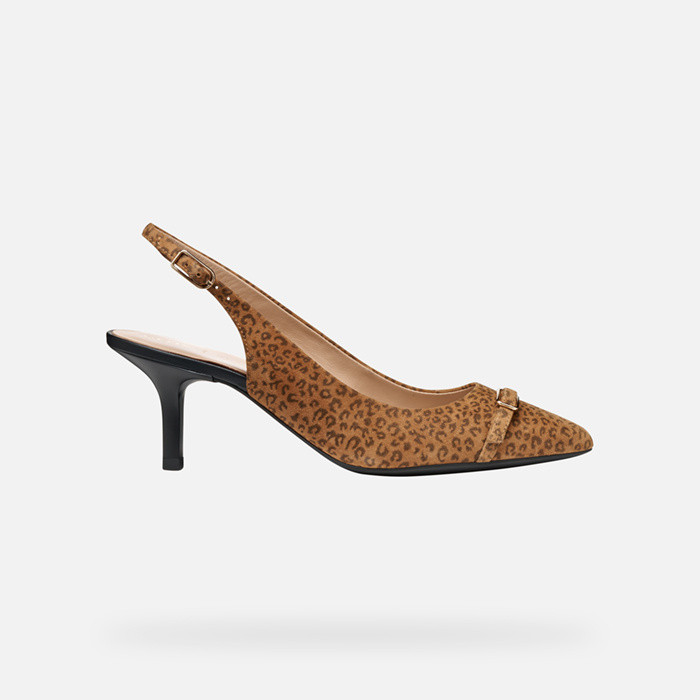 Slingbacks with medium-high heels KLEOPY WOMAN Camel | GEOX