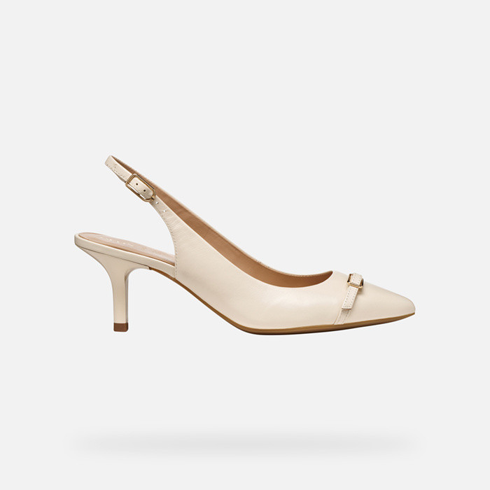 Slingbacks à talon moyen KLEOPY FEMME Blanc cassé - image number 2 | GEOX