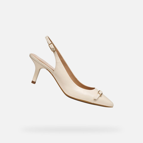 Slingbacks à talon moyen KLEOPY FEMME Blanc cassé | GEOX
