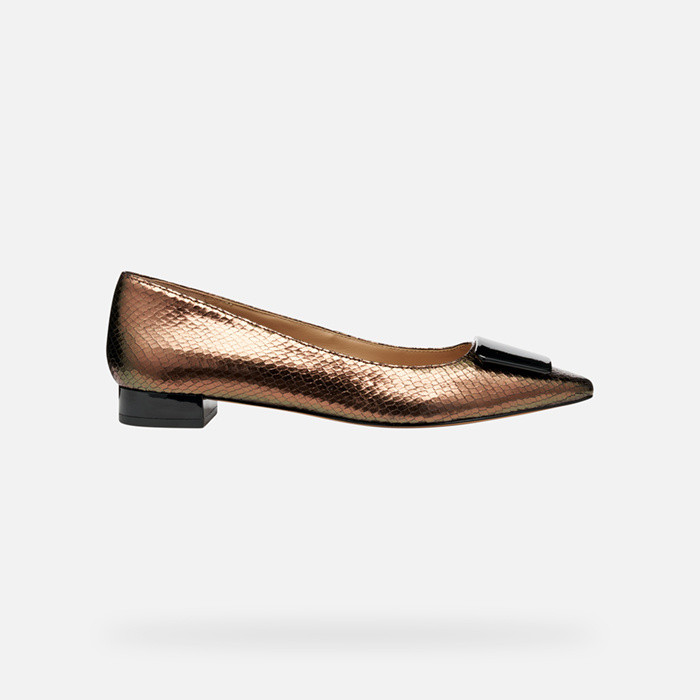 Pointed toe ballet flats GISELDA15 WOMAN Dark.Brown/Black | GEOX
