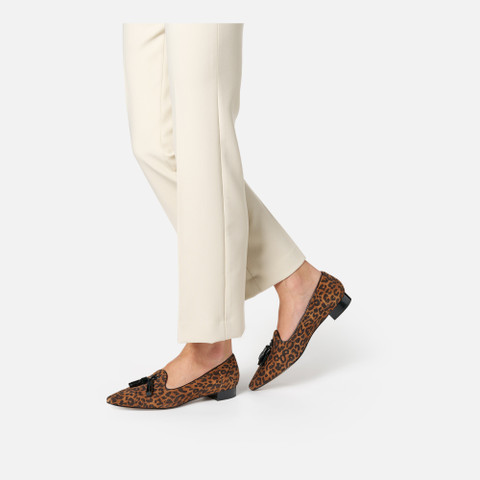 Leopard print ballerina flats GISELDA15 WOMAN Cognac/Black - image number 1 | GEOX