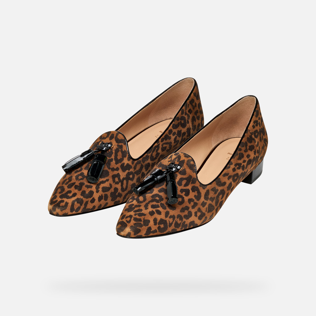 Leopard print ballerina flats GISELDA15 WOMAN Cognac/Black - image number 8 | GEOX