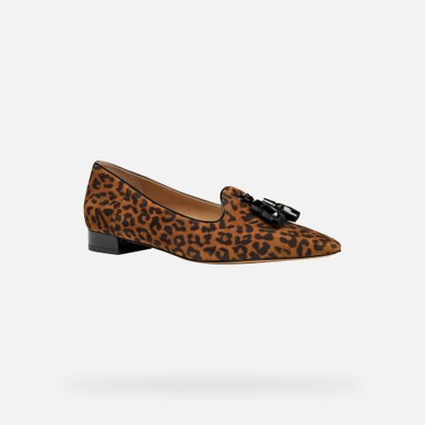 Leopard print ballerina flats GISELDA15 WOMAN Cognac/Black - image number 3 | GEOX