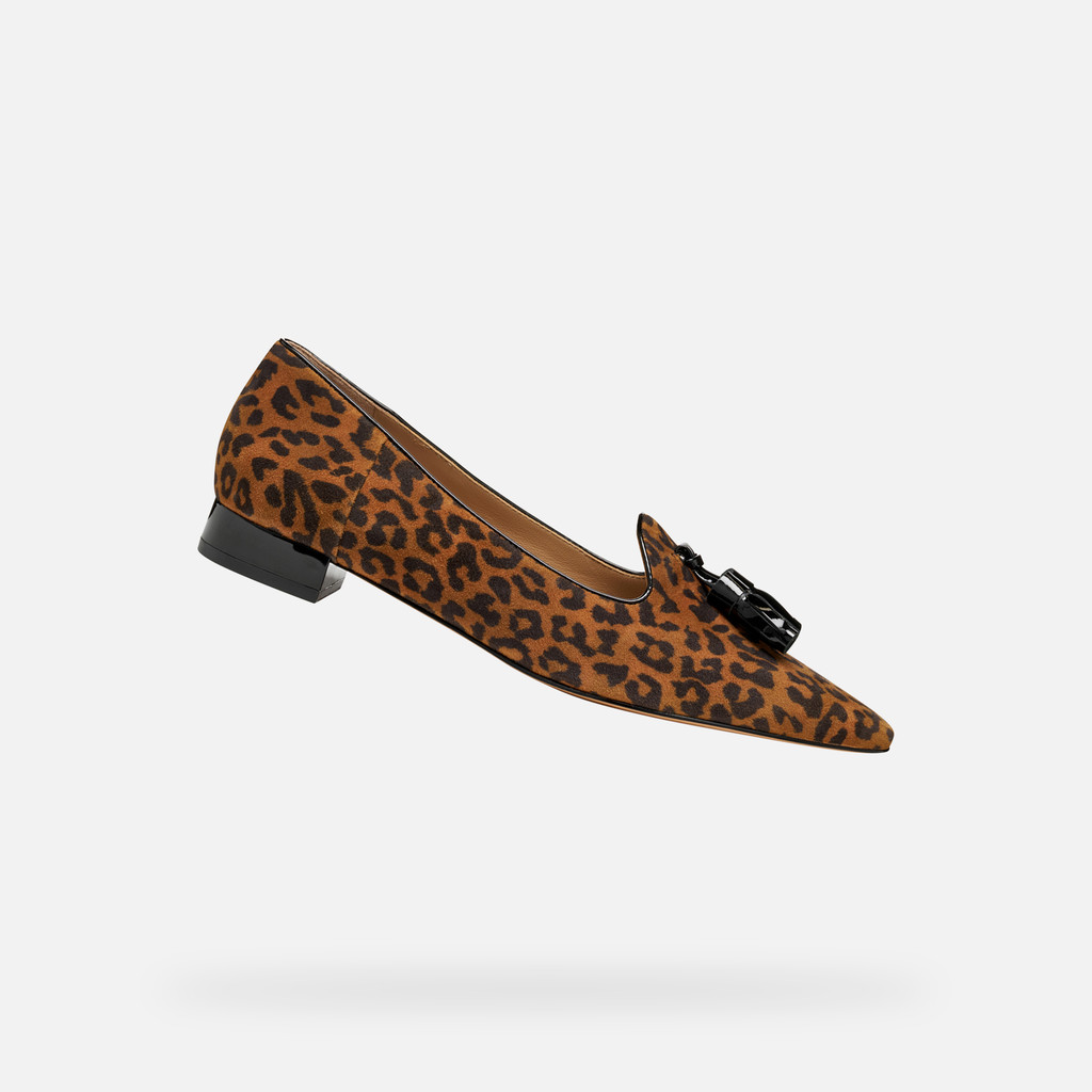 Leopard print ballerina flats GISELDA15 WOMAN Cognac/Black - image number 0 | GEOX