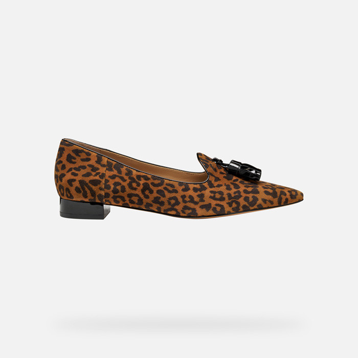 Leopard print ballerina flats GISELDA15 WOMAN Cognac/Black | GEOX