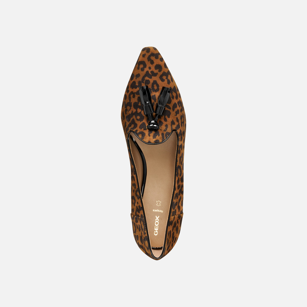 Leopard print ballerina flats GISELDA15 WOMAN Cognac/Black - image number 6 | GEOX