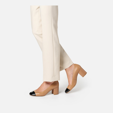 Escarpins à talon moyen VIRNILISA 65 FEMME Beige/Noir - image number 1 | GEOX