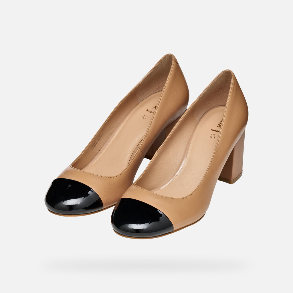 Escarpins à talon moyen VIRNILISA 65 FEMME Beige/Noir - image number 8 | GEOX