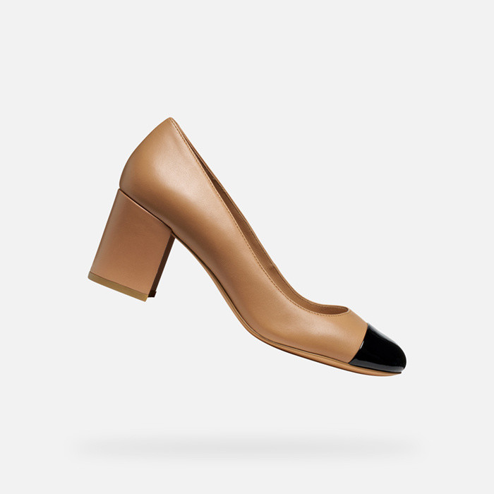 Medium heel pumps VIRNILISA 65 WOMAN Beige/Black | GEOX